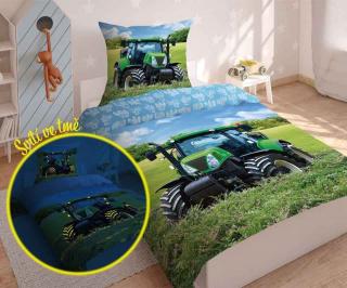DETEXPOL Svietiace obliečky Traktor Bavlna, 140/200, 70/80 cm