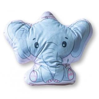 DETEXPOL Tvarovaný mikroplyšový vankúšik Slon Polyester, 33x26 cm