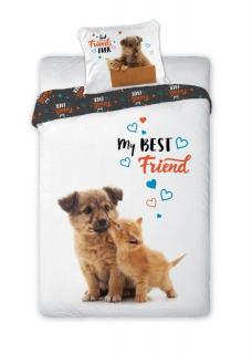 FARO Obliečky Best Friends mačiatko a šteňa Bavlna, 140/200, 70/90 cm