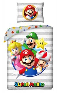 HALANTEX Obliečky Super Mario stripe Bavlna, 140/200, 70/90 cm