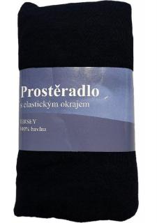 JERRY FABRICS Prostěradlo Jersey Čierna  Bavlna, 180/200 cm