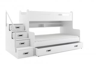MAX 3 - Poschodová posteľ rozšírená - 200x120cm - Biely - Biely (Nový model s úchytmi!)