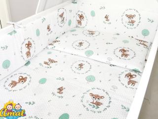 Komplet: Postieľka OLIVIA 2v1 + matrac + súprava bez baldachýnu (30 vzorov) Vyberte vzor súpravy: vzor srnčeky zelené, Vyberte matrac: Kokos-molitan,…