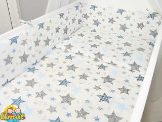 Komplet: Postieľka VIKY bez zásuvky + matrac + súprava s baldachýnom (30 vzorov) Vyberte vzor súpravy: vzor modré hviezdy, Vyberte matrac:…