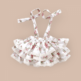 Mušelínová suknička na traky, s volánikmi a čipkou, Fairy roses vyberte veľkosť oblečenia: 56-62