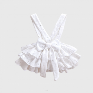 Mušelínová suknička na traky, s volánikmi a mašľou, Biele hviezdičky vyberte veľkosť oblečenia: 80-86