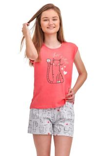 Dievčenské bavlnené pyžamo Eva Lets chill ružové (100% bavlna (horný diel) 92% bavlna, 8% polyester)