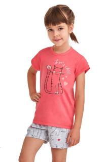 Dievčenské bavlnené pyžamo Hanička Lets chill ružové (100% bavlna (horný diel) 92% bavlna, 8% polyester)