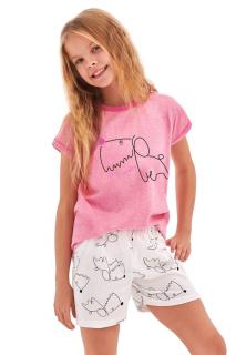 Dievčenské bavlnené pyžamo so psíkom Hanička Dog ružové (100% bavlna)
