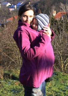 Fleecová mikina na nosenie detí Adelay bez tehotenskej vsadky Farba: Fialová, bez tehotenskej vsadky, bez odopínacích rukávov, Veľkosť: M