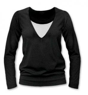 KARLA- tričko pre diskrétne a pohodlné kojenie, dlhý rukáv Farba: Čierna, Veľkosť: M/L