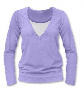 KARLA- tričko pre diskrétne a pohodlné kojenie, dlhý rukáv Farba: Levanduľová (svetlá fialová), Veľkosť: S/M