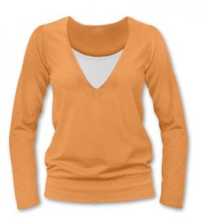 KARLA- tričko pre diskrétne a pohodlné kojenie, dlhý rukáv Farba: marhuľová, Veľkosť: M/L