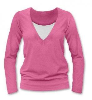 KARLA- tričko pre diskrétne a pohodlné kojenie, dlhý rukáv Farba: Ružová, Veľkosť: M/L