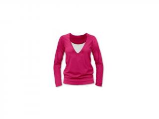 KARLA- tričko pre diskrétne a pohodlné kojenie, dlhý rukáv Farba: Tmavá ružová, Veľkosť: M/L