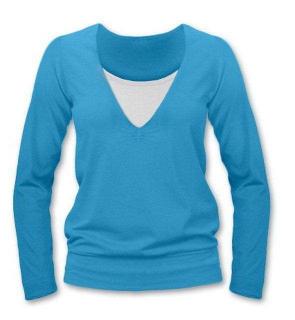 KARLA- tričko pre diskrétne a pohodlné kojenie, dlhý rukáv Farba: Tyrkysová, Veľkosť: M/L