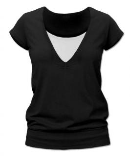 KARLA - tričko pre diskrétne a pohodlné kojenie, krátky rukáv Farba: Čierna, Veľkosť: M/L
