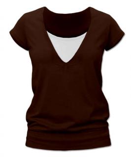 KARLA - tričko pre diskrétne a pohodlné kojenie, krátky rukáv Farba: čokoládová, Veľkosť: M/L