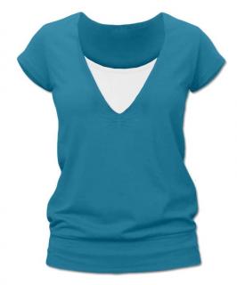 KARLA - tričko pre diskrétne a pohodlné kojenie, krátky rukáv Farba: Petrolejová, Veľkosť: M/L