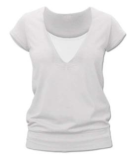 KARLA - tričko pre diskrétne a pohodlné kojenie, krátky rukáv Farba: Smotanová, Veľkosť: S/M