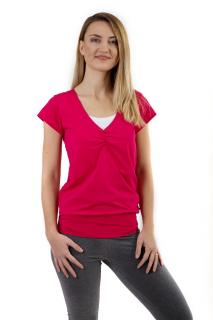 KARLA - tričko pre diskrétne a pohodlné kojenie, krátky rukáv Farba: sýtoružová, Veľkosť: M/L