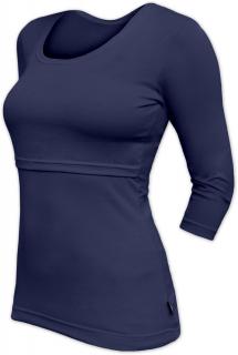 KATEŘINA- tričko pre diskrétne a pohodlné kojenie, 3/4 rukáv Farba: tmavo modrá, Veľkosť: M/L