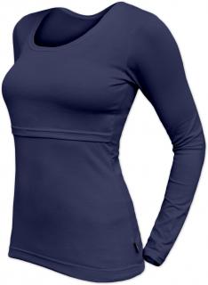 KATEŘINA- tričko pre diskrétne a pohodlné kojenie, dlhý rukáv Farba: tmavo modrá, Veľkosť: L/XL