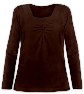 KLAUDIE- tričko pre diskrétne a pohodlné kojenie, dlhý rukáv Farba: čokoládová, Veľkosť: M/L