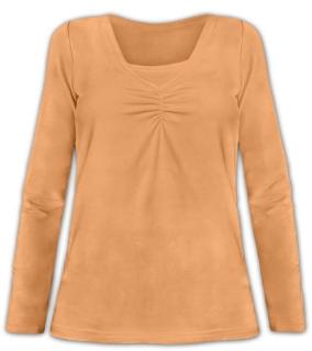 KLAUDIE- tričko pre diskrétne a pohodlné kojenie, dlhý rukáv Farba: marhuľová, Veľkosť: M/L