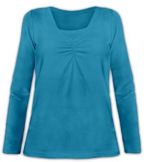 KLAUDIE- tričko pre diskrétne a pohodlné kojenie, dlhý rukáv Farba: Petrolejová, Veľkosť: S/M