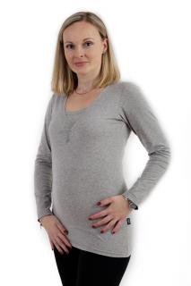 KLAUDIE- tričko pre diskrétne a pohodlné kojenie, dlhý rukáv Farba: Šedý melír, Veľkosť: M/L