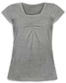 KLAUDIE- tričko pre diskrétne a pohodlné kojenie, krátky rukáv Farba: Šedý melír, Veľkosť: M/L