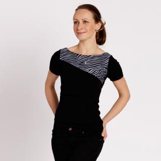 Kojo tričko s krátkym rukávom, Krásná Mamka Veľkosť: M, Produkt Barva: čierna+zebra