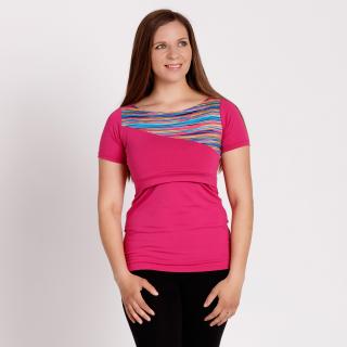 Kojo tričko s krátkym rukávom, Krásná Mamka Veľkosť: S, Produkt Barva: malina+prúžky