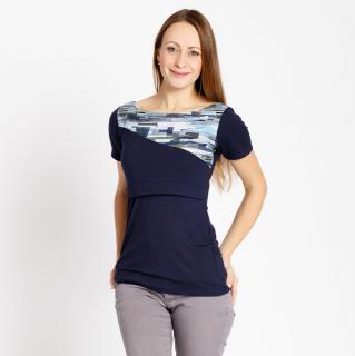 Kojo tričko s krátkym rukávom, Krásná Mamka Veľkosť: XS, Produkt Barva: navy+prúžky