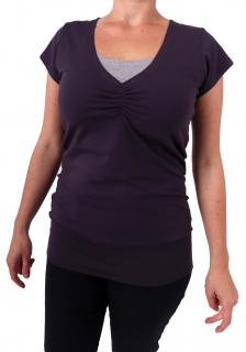 LEA - tričko pre diskrétne a pohodlné kojenie, krátky rukáv Farba: slivková, Veľkosť: M/L