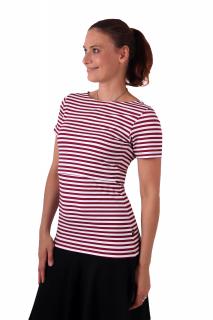 LENKA- tričko pre pohodlné a diskrétne kojenie, krátky rukáv Farba: Červeno-biele pruhy, Veľkosť: S/M
