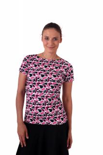 LENKA- tričko pre pohodlné a diskrétne kojenie, krátky rukáv Farba: Fľaky v ružovom odtieni na bielej, Veľkosť: M/L