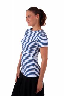 LENKA- tričko pre pohodlné a diskrétne kojenie, krátky rukáv Farba: Modro-biele pruhy, Veľkosť: S/M