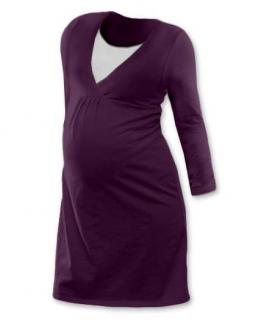 LUCIE- nočná košeľa pre pohodlné kojenie, dlhý rukáv Farba: slivková, Veľkosť: S/M
