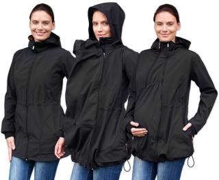 PAVLA 2 - softshellová bunda (nielen) pre tehotné a nosiace ženy Farba: Čierna, Veľkosť: S/M