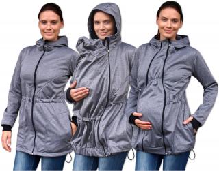 PAVLA 2 - softshellová bunda (nielen) pre tehotné a nosiace ženy Farba: Šedý melír, Veľkosť: M/L