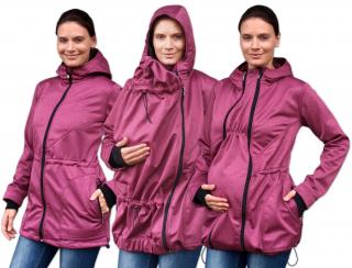 PAVLA 2 - softshellová bunda (nielen) pre tehotné a nosiace ženy Farba: Vínový melír, Veľkosť: S/M