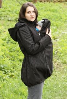 Softshellový kabát na nosenie detí (Adelay) Farba: Čierna s ornamentom, Veľkosť: L