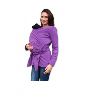 ZINA- Zavinovací fleecový kabátik (nielen) pre tehotné a nosiace ženy Varianta: Fialová, S/M