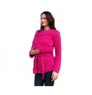 ZINA- Zavinovací fleecový kabátik (nielen) pre tehotné a nosiace ženy Varianta: Tmavo ružová, S/M