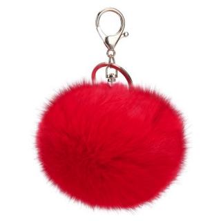 Červený chlpatý prívesok na kľúče, kabelku Pom Pom