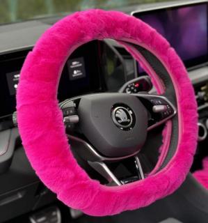 Huňatý poťah na volant Neon Pink (poťah volantu)