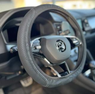 Koženkový poťah na volant Black - Blue (Obal na volant)
