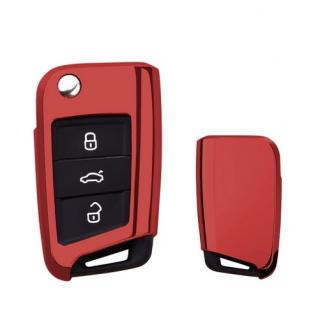 Metalický obal na kľúč Škoda III, VW, Seat červený